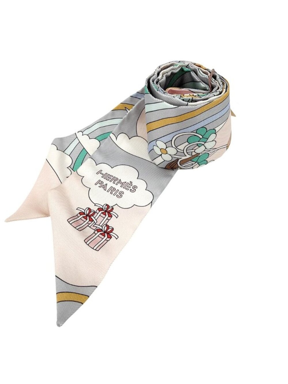 Hermes Scarf Twilly Carres Volants Flying Carre Pink Silk Pastel